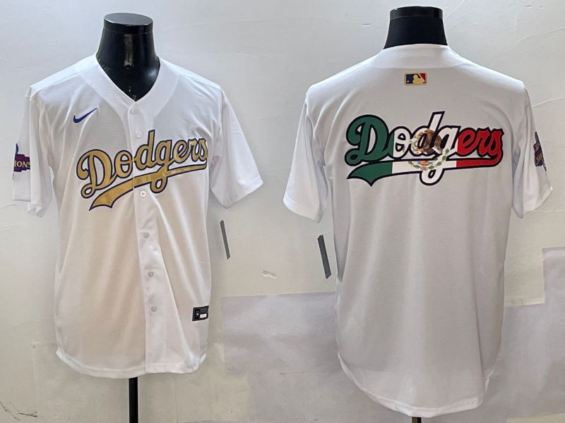 Men Los Angeles Dodgers Blank White Champion gold character 2025 Nike MLB Jersey style 7->los angeles dodgers->MLB Jersey